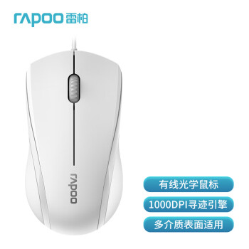 雷柏（Rapoo）N1200有线鼠标办公鼠标轻音鼠标对称鼠标