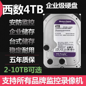 西数紫盘机械硬盘10T监控录像机点歌机监控硬盘SATA串口4